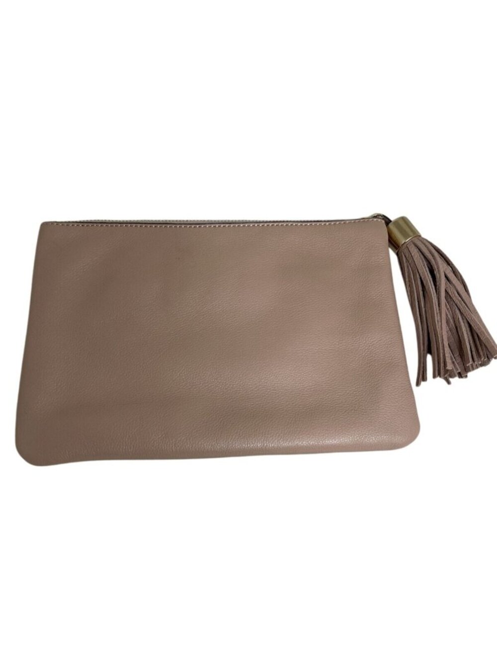 G.I.L.I. Dusty Rose Leather Clutch With Tassel Accent & Gold Hardware